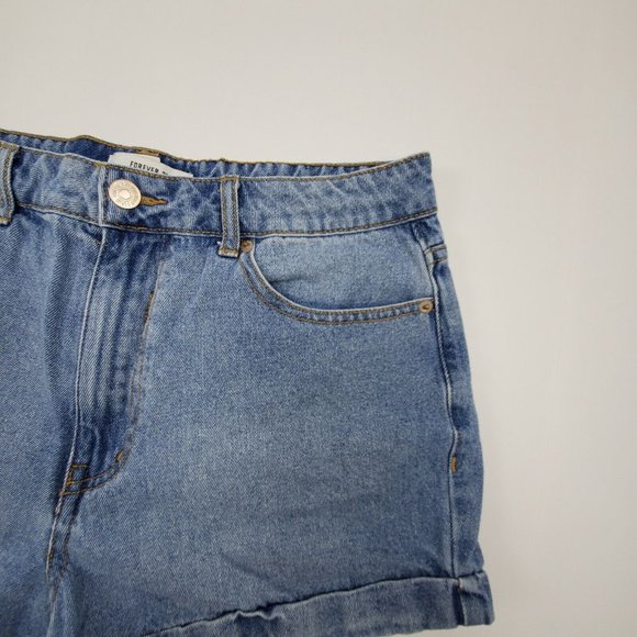 Forever 21 Womens shorts sz 30 high rise short short cotton light wash cuff - Picture 6 of 7
